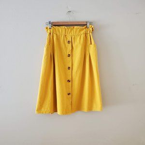 Sadie & Love Yellow Paperbag Midi Skirt, Sz Small